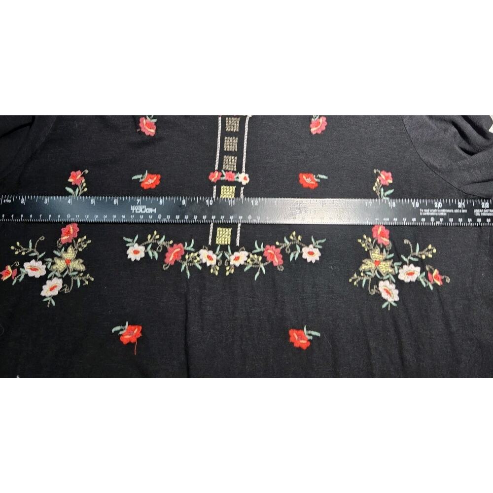 Mimi & Daphne Embroidered Floral Peasant Top XL Hippie Boho Coquette Sheer Ruffl - Picture 8 of 8